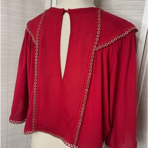 IRO OFI Flutter Sleeve Grommet Blouse Red Size XS Excellent Condition - Picture 5 of 9